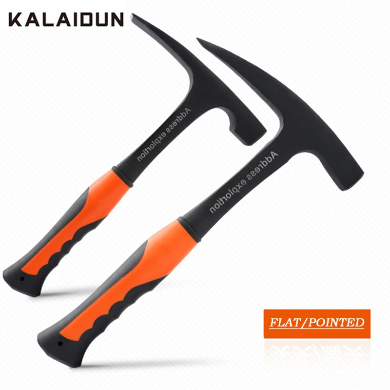 

KALAIDUN Professinal Geological Hammer Safety Rescue Tool Exploration Pointed / Flat Hammer Shock Reduction Handle Escape Hammer