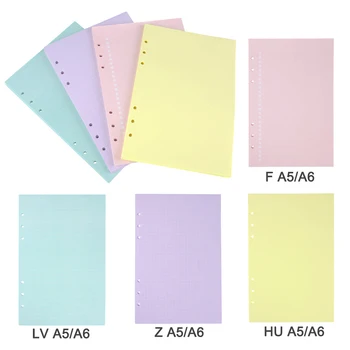 

New A5 A6 Colorful Notebook Planner Loose Leaf Binder Refill Paper with 6 Holes