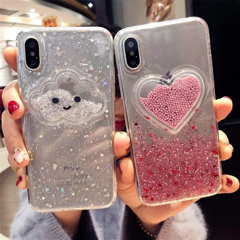 

Luxury dynamic Cloud Glitter Phone Case For iPhone XS Max Soft back cover For iphone XS X S MAX XR 6 6s 7 plus 8 plus coque