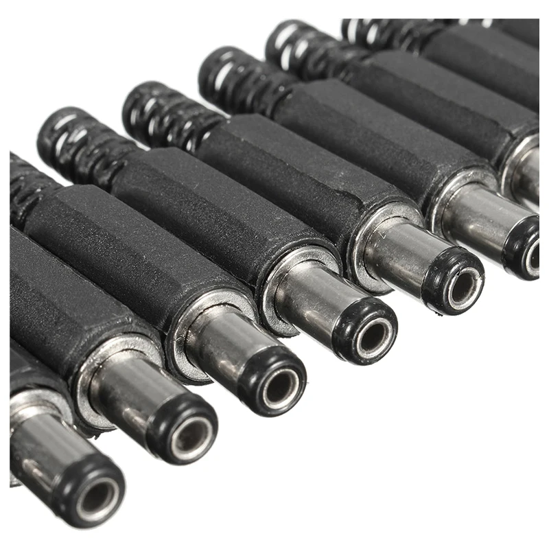 ABKT-10pcs 5,5x2,1 мм Мужской припоя Dc бочка, кончик Гнездовой разъем Jack прямые разъемы для DC Питание светодиодный переключатель света фар черный