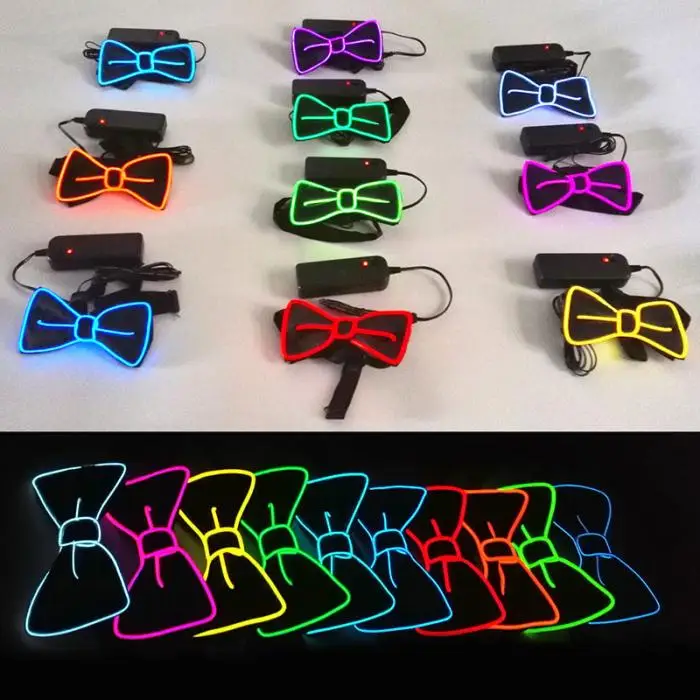 Модные Для мужчин светодиодный EL галстук на проволоке Световой Neon мигающий свет лук галстук для клуба Косплэй Вечеринка украшения TY66
