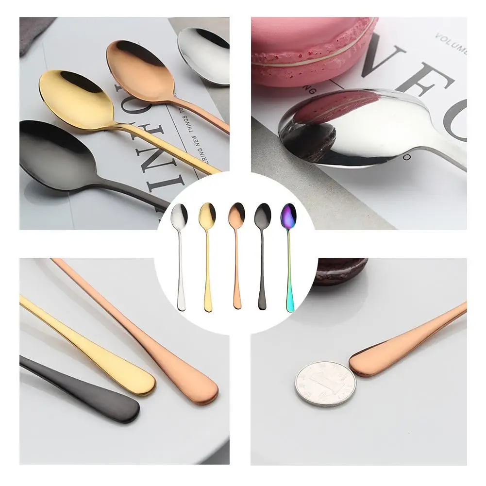 

Stainless Steel Long Handle Spoon Tableware Flatware Coffee Drinking Tool Kitchen Gadget Long Handle Design