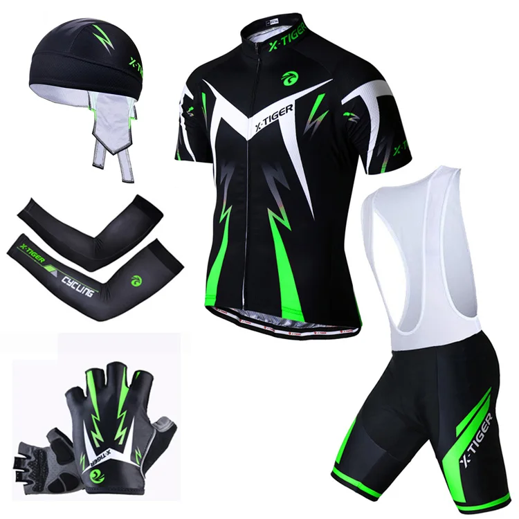 X-Tiger большой комплект для велоспорта, одежда для горного велосипеда, одежда для гоночного велосипеда, летняя форма для велоспорта, комплекты из Джерси, быстросохнущие велосипедные комплекты - Цвет: 5 in 1