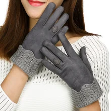 Realby Прихватки для мангала сенсорный Для женщин зимние Прихватки для мангала guantesmujer Ганц Femme теплая шерсть украшения наручные варежки с подогревом замши Прихватки для мангала a5693