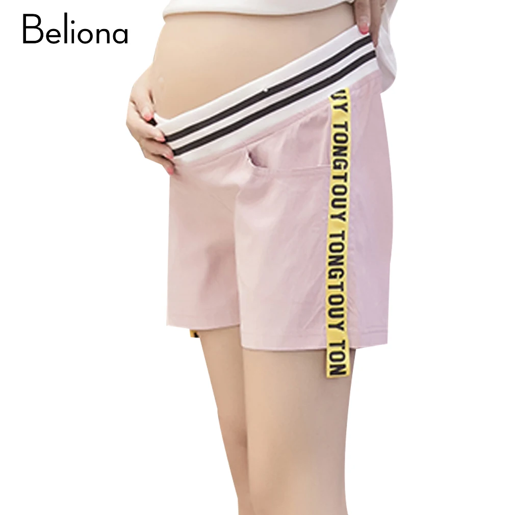 Low Waist Maternity Shorts Side Letter Print Pregnancy Pants 2017