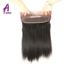 Alimice Hair Brazilian Straight Hair 360 Lace Frontal Closure 100% Human Hair 10-20inch Natural Color Non-remy Hair