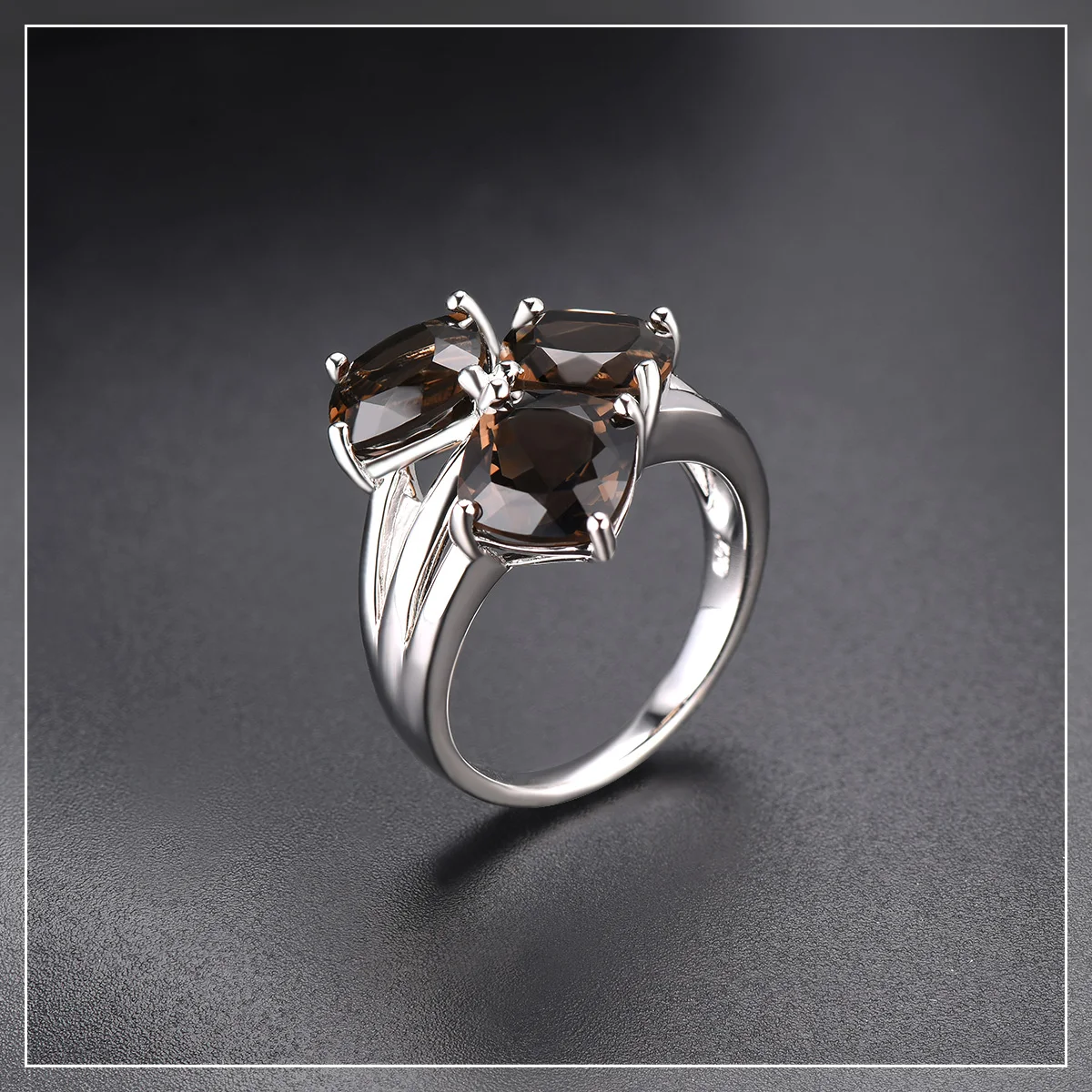 Hutang 6.39ct дымчатый кварц обручальное кольцо натуральный драгоценный камень 925 пробы серебряные кольца изящные элегантные классические ювелирные изделия для женщин Новинка