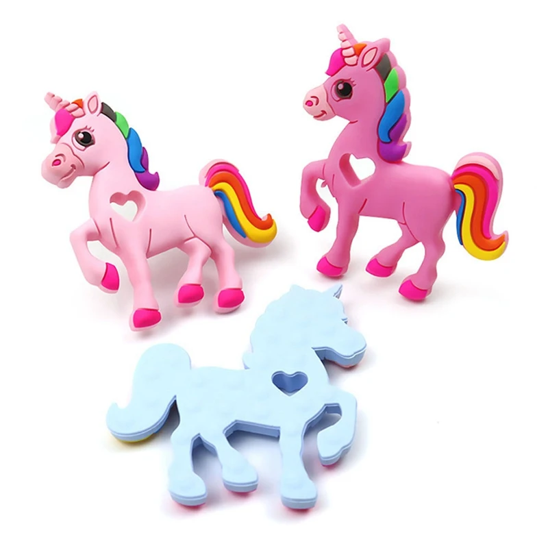 

Unicorn Silicone Teether Baby Teething Toy Pendant DIY Chew Necklace Nursing Tool Pendant Food Grade Silicone BPA Free