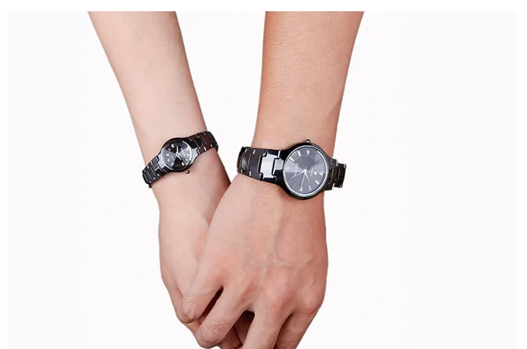 Мужские часы из настоящей керамики, черные белые деловые мужские часы, повседневные водонепроницаемые Роскошные наручные часы с бриллиантами, японский механизм
