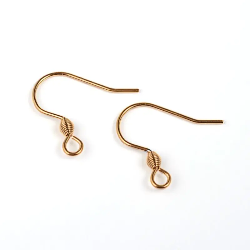 304 Stainless Steel Earring Hook Findings, Golden, 18x16x0.8mm, Hole 2