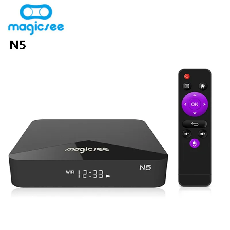 

MAGICSEE N5 Smart TV Box Android TV Box OSAmlogic S905X Android 7.1.2 2GB RAM 16GB ROM 2.4G 5G WiFi 100Mbps BT4.1 Set Top Box