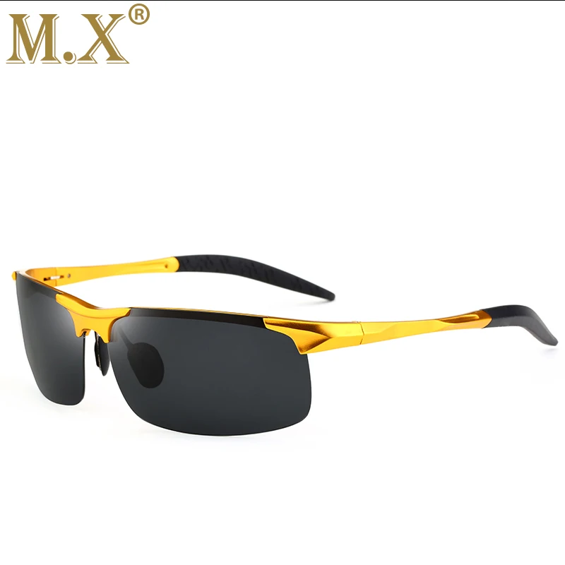 Мужские солнцезащитные очки из алюминиево-магниевого сплава, поляризационные, спортивные, для вождения, ночного видения, солнцезащитные очки, для рыбалки, UV400, без оправы, солнцезащитные очки - Цвет оправы: Gold black