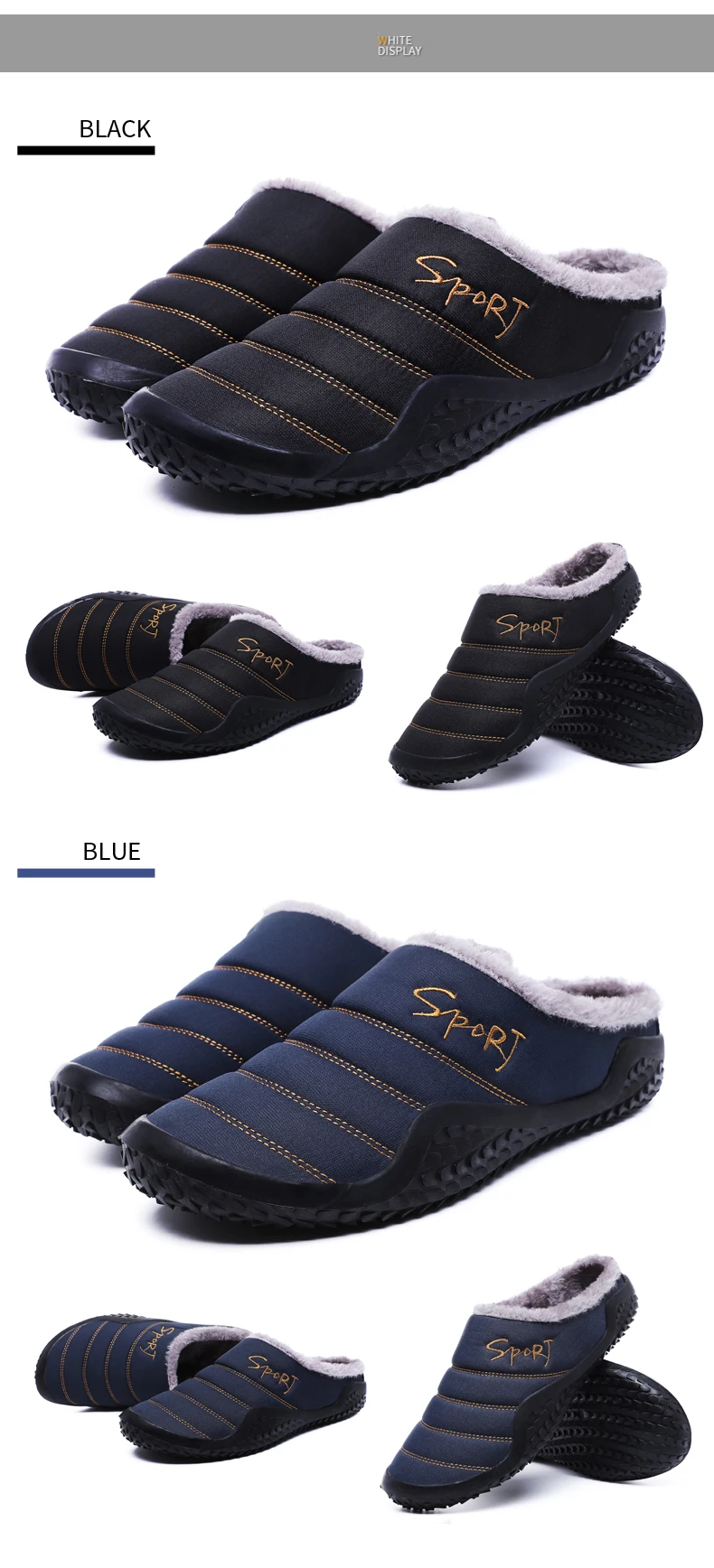 Misalwa/большие размеры; мужские слипоны; зимние повседневные домашние теплые тапочки с меховой подкладкой; удобная повседневная обувь с нескользящей подошвой