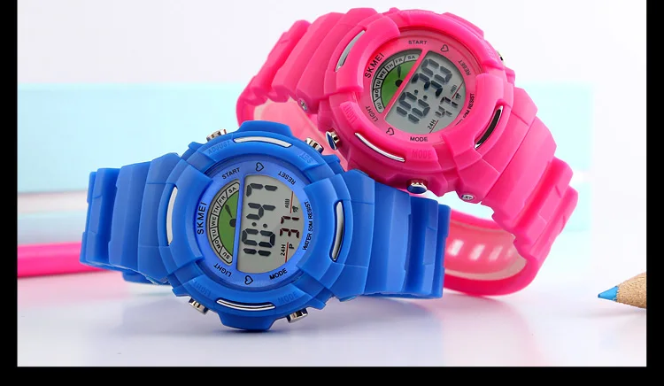 SKMEI спортивные детские часы будильник ребенок задний свет часы Мальчики Девочки Секундомер-хронограф светодиодные цифровые наручные часы