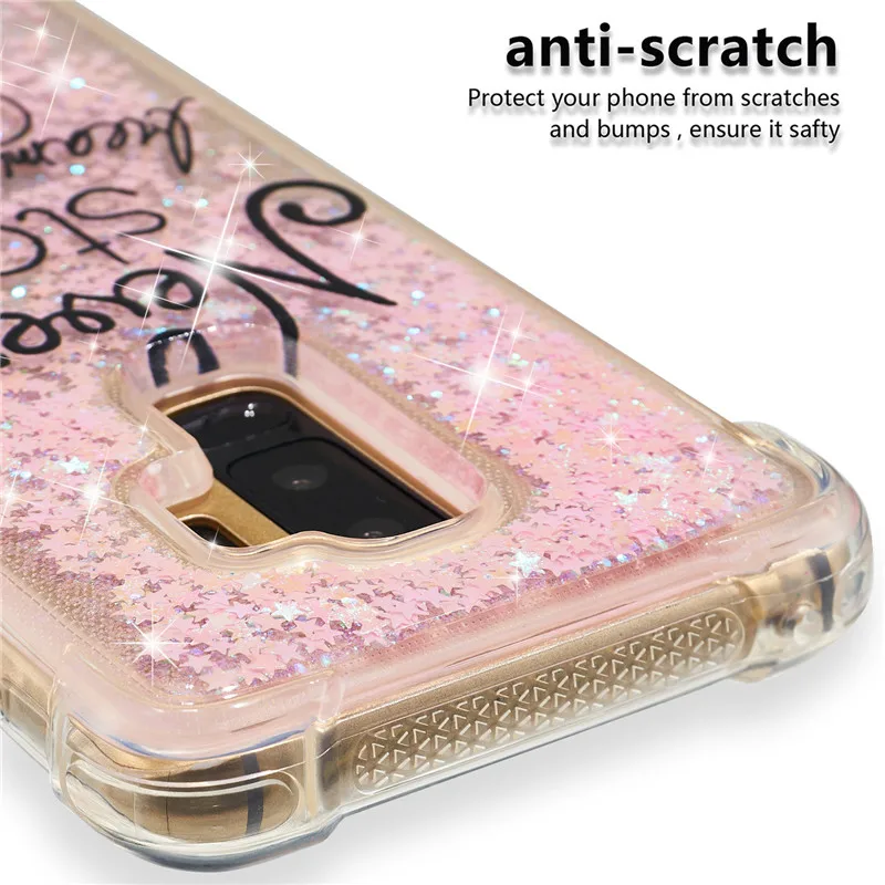 Liquid Case for Samsung Galaxy A6 A8 Plus 2018 S8 S9 Plus S6 S7 Edge Note8 Note9 S5 S6edge Glitter Love Silicone PC Full Cover (47)