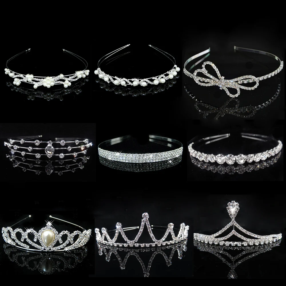 

AINAMEISI Princess Tiaras Wedding Crown Rhinestone Pearl Headband Kid Girls Bridal Crown Party Accessiories Hair Jewelry Gift