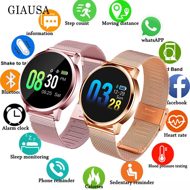 Новинка Q8 OLED Bluetooth Смарт-часы из нержавеющей стали водонепроницаемые носимые устройства Smartwatch наручные часы мужские и женские фитнес-трекер