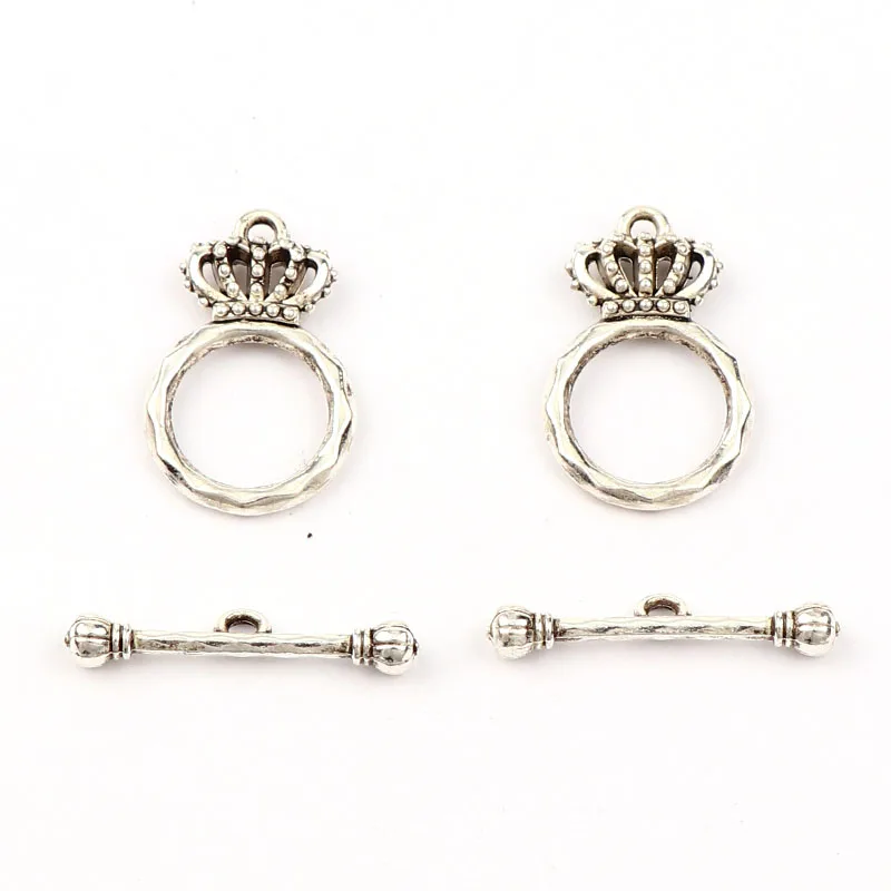 

New Crown Antique Silver Color OT Toggle Buckle Connectors Fit Bracelet Necklace Clasps DIY Jewelry Findings Accessories