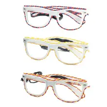 Luminous Glasses Two-Color Winding EL Cold Light Line Glasses Bar Festival White Frame Glasses two tone frame flat lens glasses