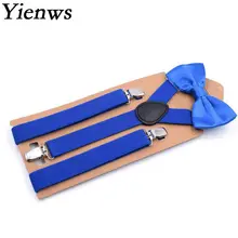 Yienws Королевский синий галстук-бабочка подтяжки для мужчин досуг Свадебная вечеринка бандаж и мужской галстук-бабочка подтяжки для брюк 110 см