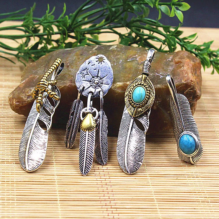 10pcs Feather Filigree fashion charms pendant Vintage Antique Tibet