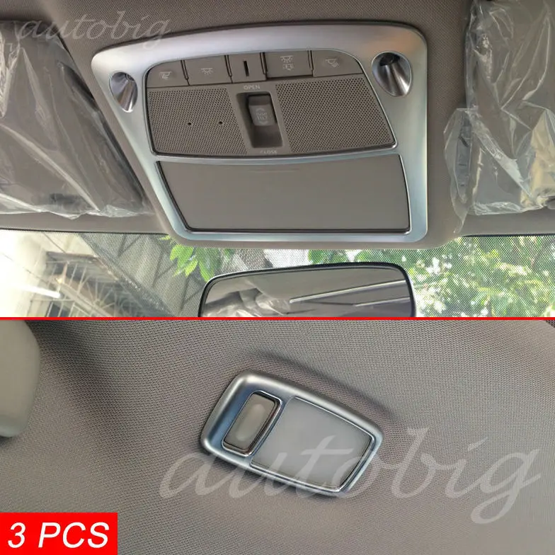 Matte Front /& Rear Reading Light Lamp Cover Trim 3pcs for Nissan Rogue 2014-2019