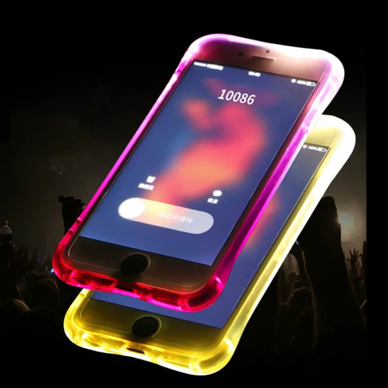 Светодио дный вспышки ТПУ чехол для iPhone X XS XR XS Max Чехлы прозрачный световой задняя крышка для iPhone 5 5S 6 6S 7 8 плюс напомнить входящих