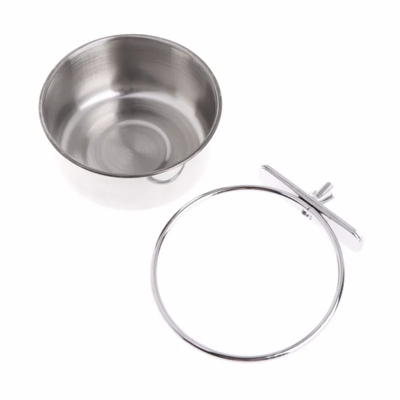 

Bird Feeder Drinking Cup Parrot Feeder Stainless Steel Detachable Hanging Cup Container Holder Pet Cage Dish Accessories