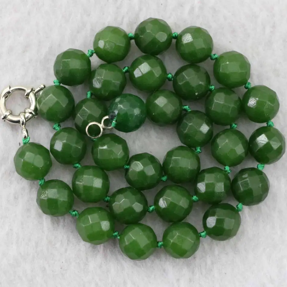 

Hot Taiwan green topaz jasper 8mm 10mm 12mm faceted round jewelry necklace 18" B1021