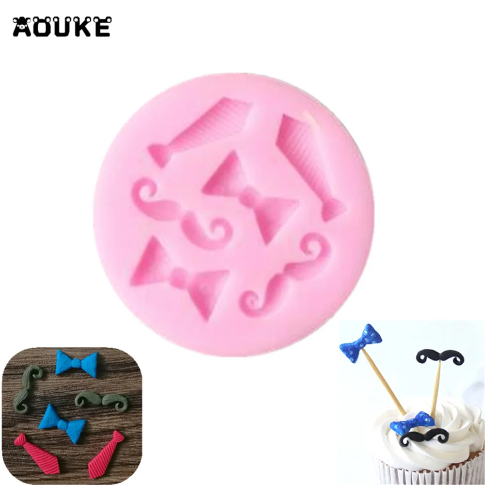 

Tie Moustache Shape Fondant Cake Silicone Mold Pastry Chocolate Mould Candy Biscuits Molds DIY Cake Decoration Baking Tools