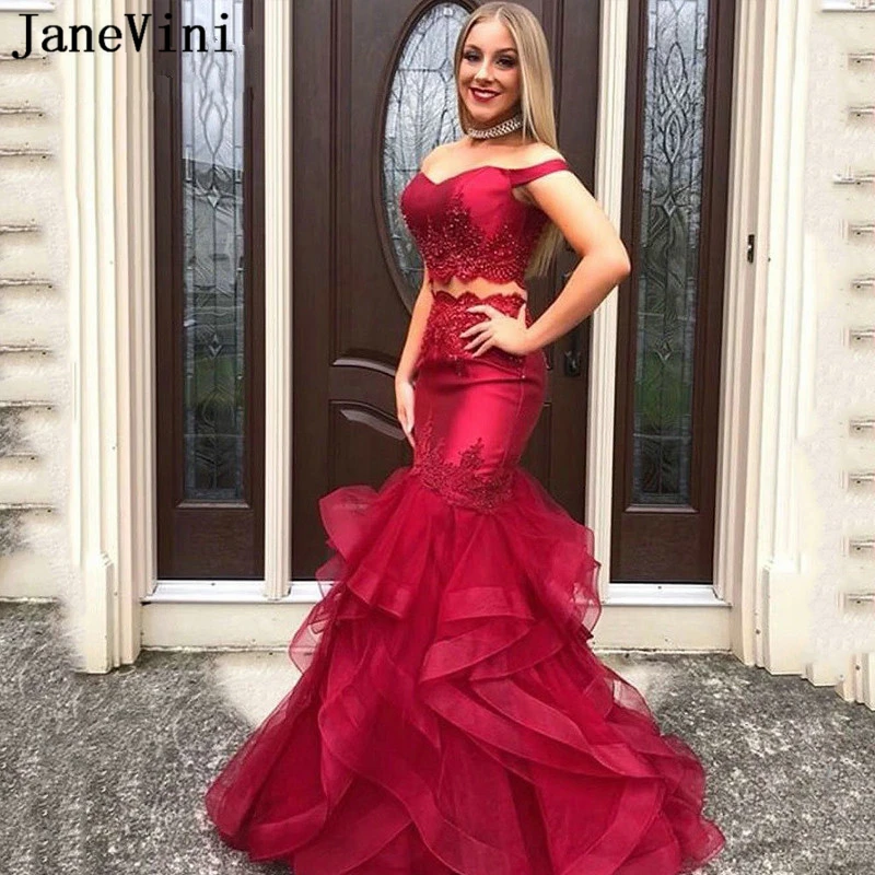 two piece mermaid prom dress