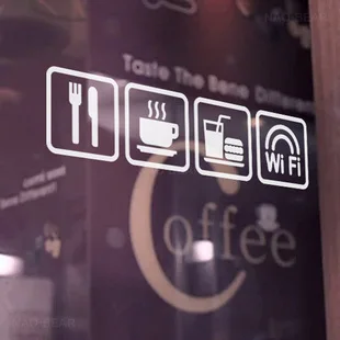 

Coffee Shop Wall Stickers Restaunt Removeable Wall Decal Pvc Glass sticker Home Decoration Wall Paper