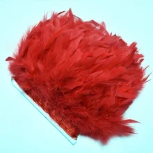 2 метра красный из турецких мохнатых перьев перья планки бахрома для поделок 10-15 см DIY натуральные цветные перья ленты одежда вечерние украшения