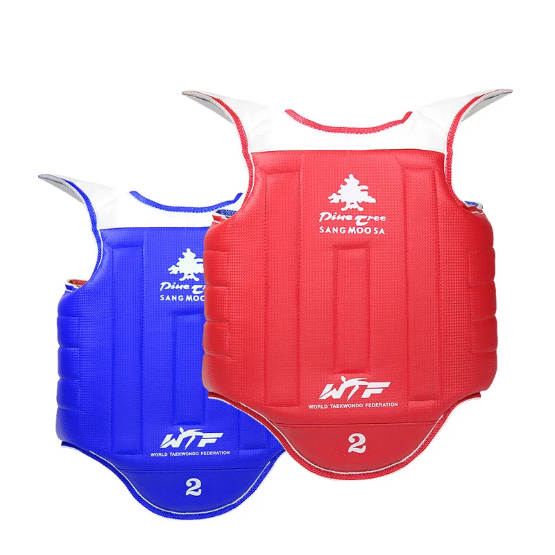 

High quality taekwondo chest guard durable Reversible red blue adult children breast protectors karate chest pad TKD protection