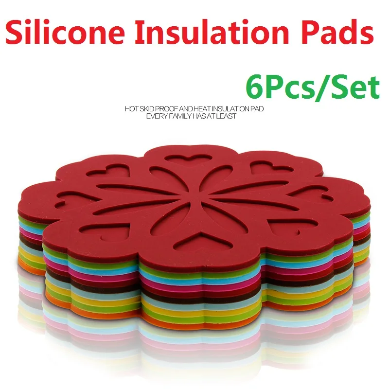 

6Pcs/Set Silica Gel Insulation Pads Tableware Mattress Staging Device Eco-Friendly Household Kitchen Utensil Kitchenware Mats