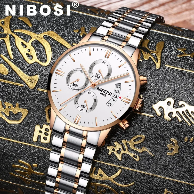 

NIBOSI Mens Watches Top Brand Luxury Gold All Steel Quartz Watch Fashion Casual Waterproof Business Watch Men relogio masculino