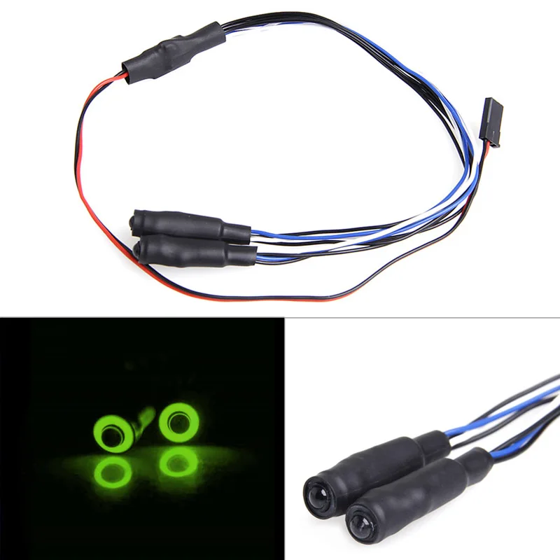 

2Leds Angel Eyes&Demon Eyes LED Headlight Back Light for 1/10 RC Car Green+White 95AE