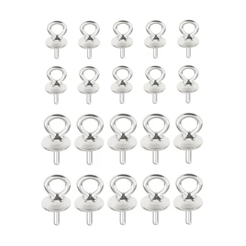

20Pieces Sterling Silver Pendant Clasp Pearl Bail Eye Pins Connectors Supply