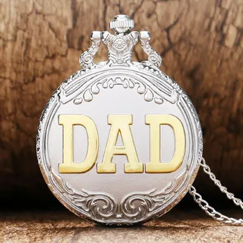 

Luxury Silver Watch Gifts for Dear Father Dad Pappy Pendant Quartz Pocket Watches with Fob Chain Men Watches Reloj De Bolsillo