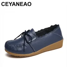 CEYANEAO/Женская обувь на танкетке; женская обувь из натуральной кожи на плоской подошве со шнуровкой; женская обувь; оксфорды на плоской подошве для женщин; WSH2708