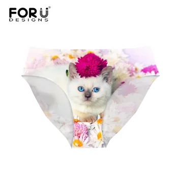 

FORUDESIGNS Kawaii 3D Cat Dog Girl's Panties Fashion Women's Briefs Underwear Pink Style Seamless Crotchless Woman String Thong