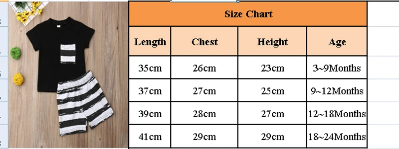 Коллекция года, лидер продаж, летняя футболка для мальчиков+ шорты, комплект из 2 предметов, повседневный костюм Детский костюм с карманом+ полосатым принтом От 0 до 2 лет