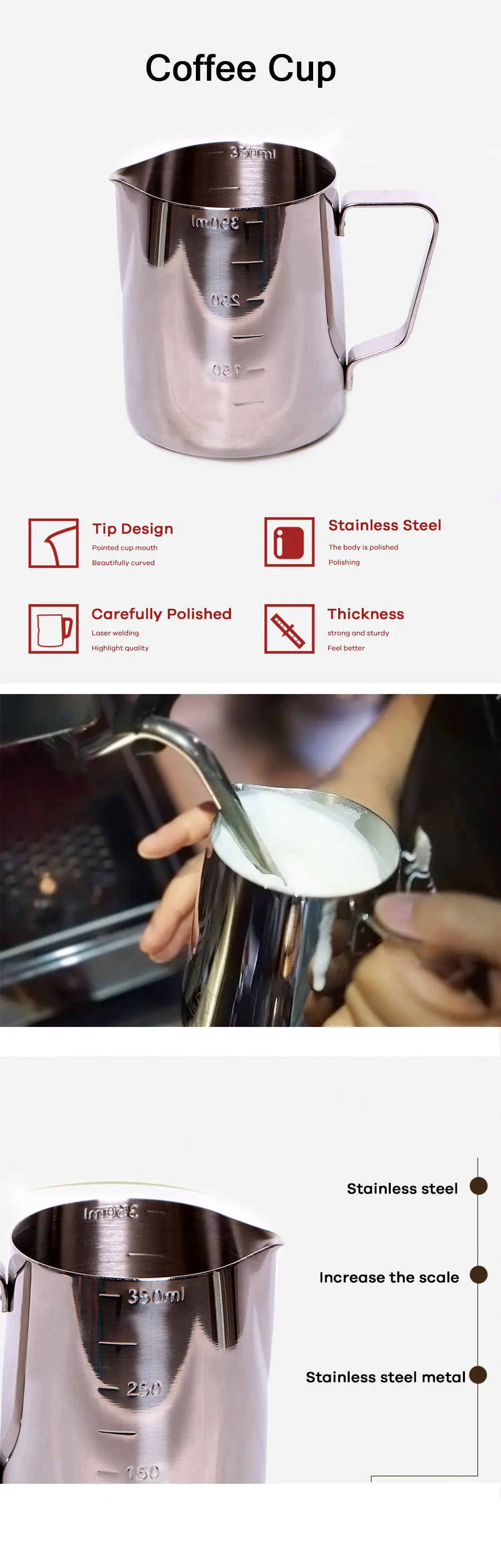 XEJONR молочные кувшины из нержавеющей стали для кофейной посуды Инструмент для цветов молочные чашки для кофе эспрессо кухонные принадлежности кувшины
