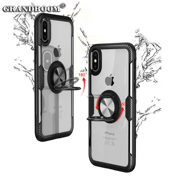 

500pcs Car Holder Magnet Finger Ring Case For iPhone XS Max XR X 8 7 6 6S Plus Suction Bracket Stand Soft Silicone Clear Cover