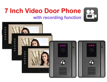 

JUANLE Home Security Intercom System with SD Card slot kit 7" video door phone LCD Monitor 700TVL HD Camera Night Vision 2V3