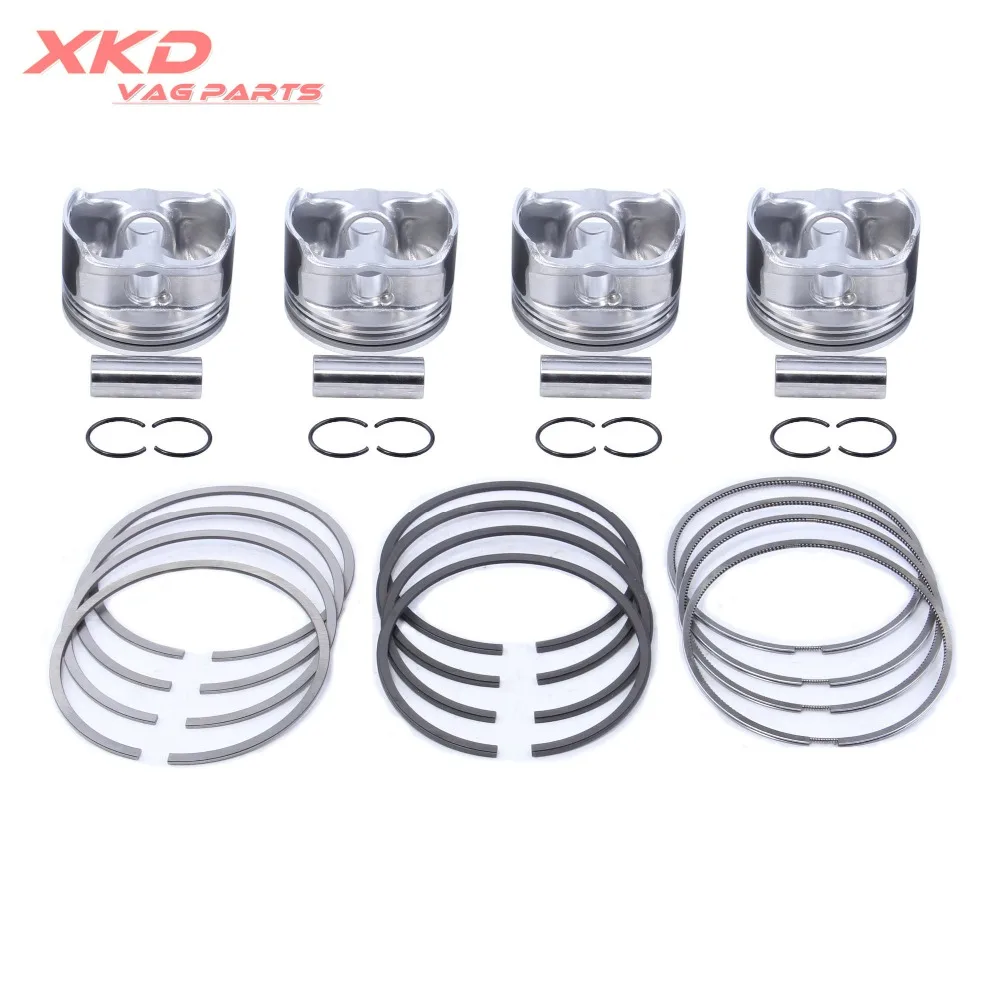 STD 81.0mm 4Pcs Piston & Ring Set Fit For AUDI A3 A4 TT VW Golf GTI Jetta Passat 1.8T 06B107065N