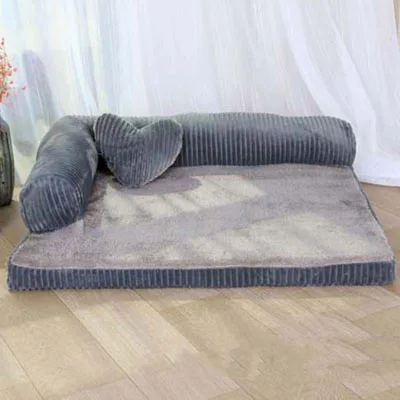 Дизайн зима утолщение теплый лежак для собак высокого качества Мягкие флисовые вельветовые диваны для собак удаляемый моющийся щенок кровати - Цвет: Серый