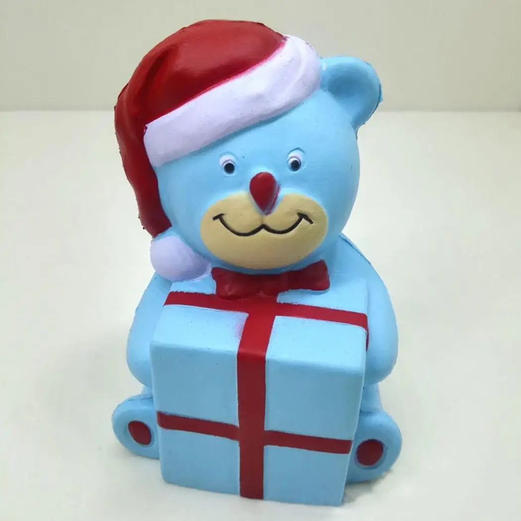 blue Мягкий медленно поднимающийся Рождественский мультяшный медведь сжимает игрушки, поднимающиеся после того, как вы сжимаете его. Стресса игрушки - Цвет: blue