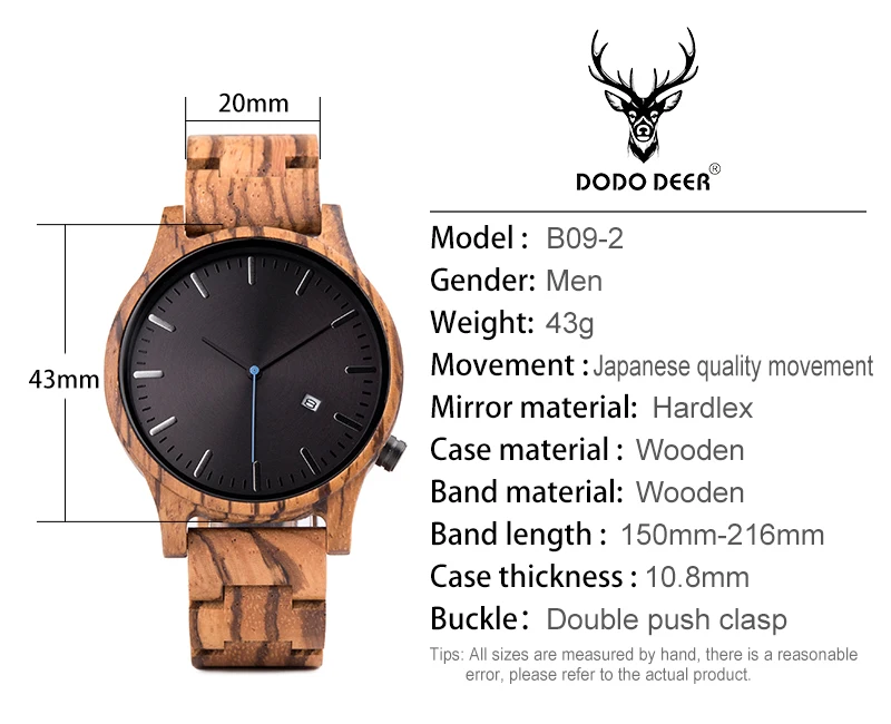 DODO деревянные часы с оленем мужские военные аналоговые кварцевые часы с датой мужские наручные часы B09 Oem Прямая поставка