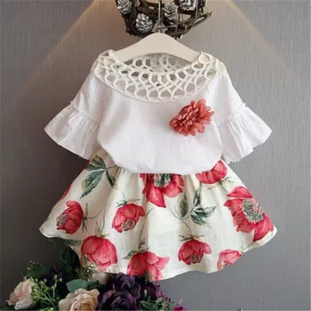 

Toddler Kids Baby Girls T-shirt Tops+Skirt Dress Summer Outfits Clothes 2PCS Set